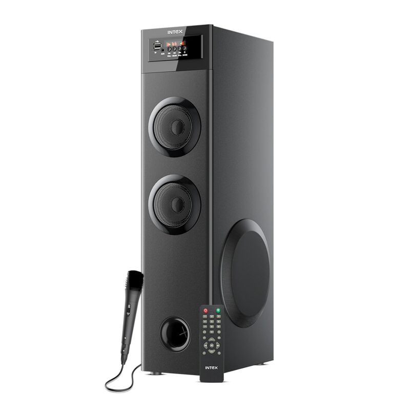 Intex 700-S Multimedia 70 W Bluetooth Tower Speaker | Wired Karaoke Mic | Party Speaker & 5.25 Inch Woofer | LED Display & Bluetooth v5.2 | Fully Remote Control (Black)